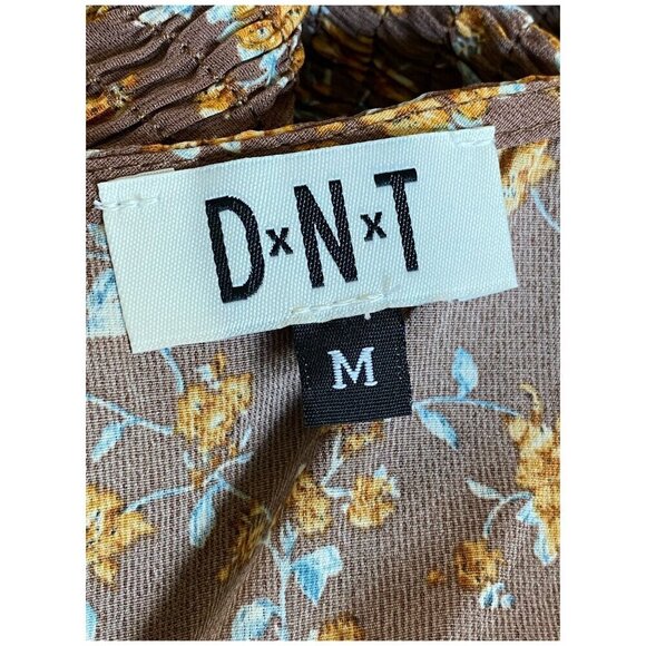 DNT NEW $219 Smocked Mini Dress in Brown Cottagecore Boho Festival Women's Sz M - Picture 5 of 7